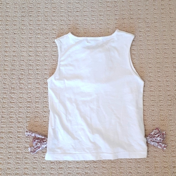 White Tank Top with red flowers - Picture 2 of 2